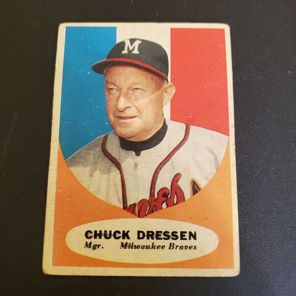 1960 Topps Chuck Dressen #213 + 1961 #137 Milwaukee Braves Manager 2 Card Lot - Picture 4 of 5